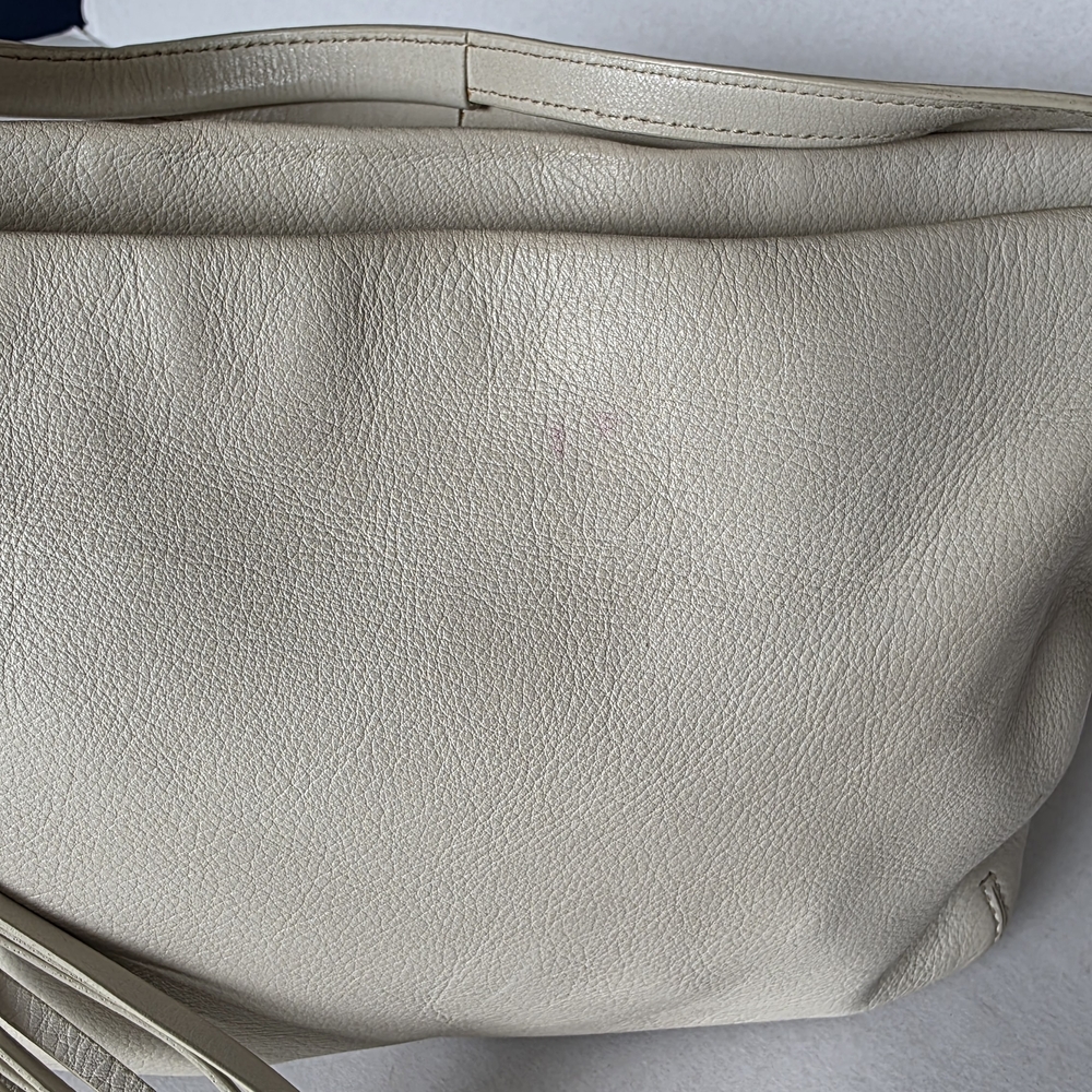 COACH Pebbled Leather Shoulder Bag with Tassel Charm Cream Color - Picture 4 of 7